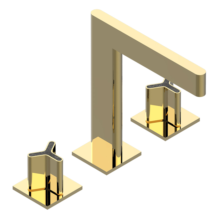 Смеситель для раковины THG ICON-X CARBONE GOLD, 3 отв., с донным клапаном, цвет: полированное золото