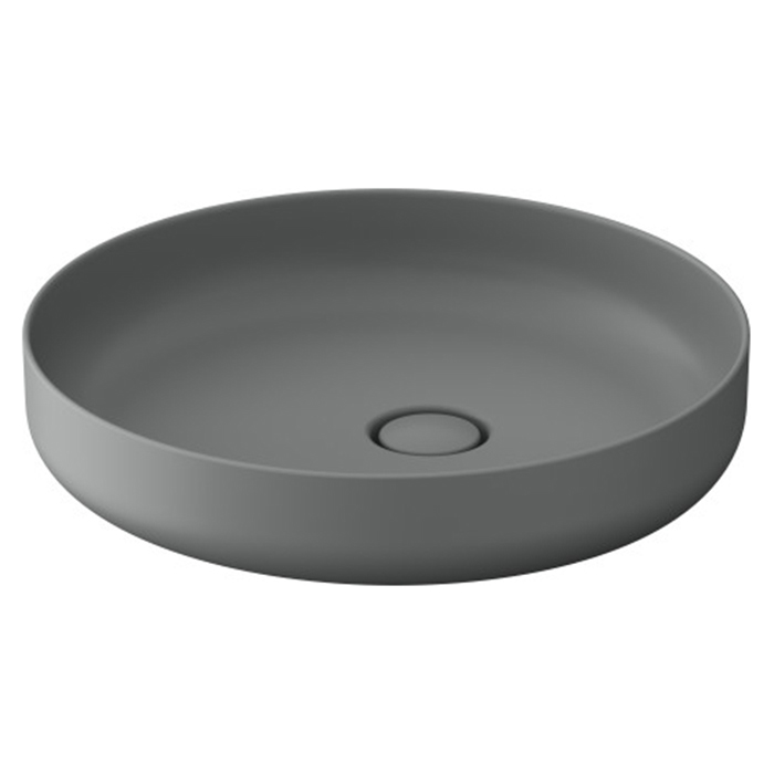 Раковина накладная Duravit Vitrium 46см, без отв., круглая, из DuroCast UltraResist, без перелива, цвет: светло-серый матовый