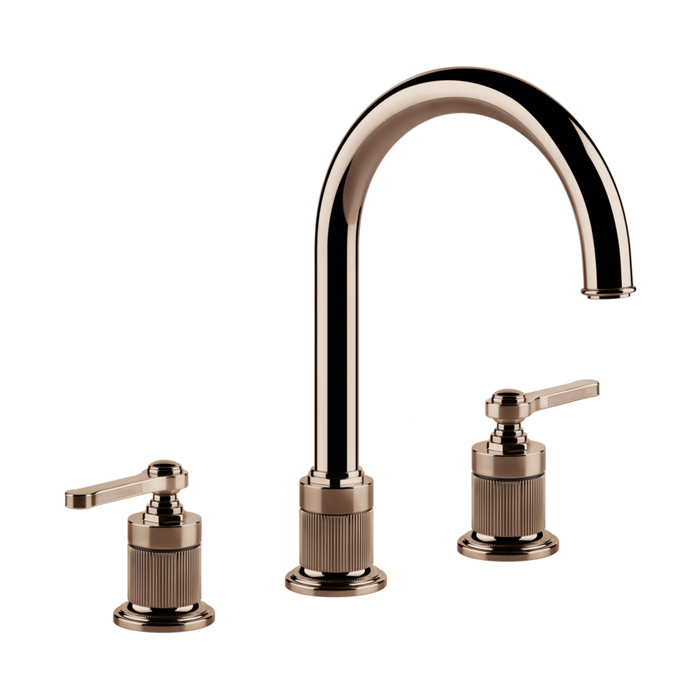 Смеситель для раковины Gessi Venti20, на 3 отв., высота излива 168 мм, с донным клапаном, цвет: Copper PVD