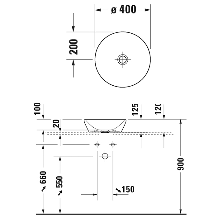 Duravit D-Neo Раковина накладная 40х40см, без перелива, без отв., цвет: антрацит матовый