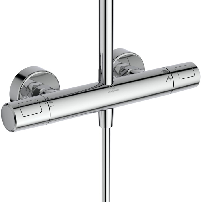 Ideal Standard Ceratherm T25 Душевая стойка, с термостатическим смесителем, ручным душем и шлангом, корпус Coolbody, руч. душ: 2 режима, верх. душ: 25см., цвет: хром