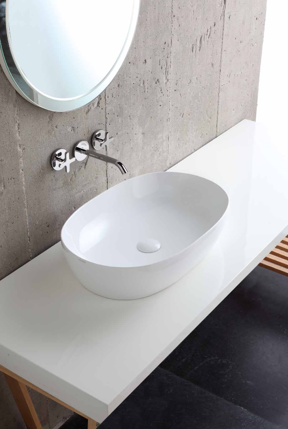 Azzurra Elegance Circle Раковина накладная, 60x40xH14 см, без отв., без перелива, цвет: Bianco lucido