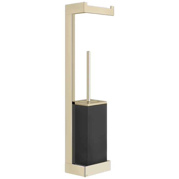 Стойка Gessi Inverso Accessories с держателем т/б и ершиком черным, подвесная, цвет: Brass Brushed PVD