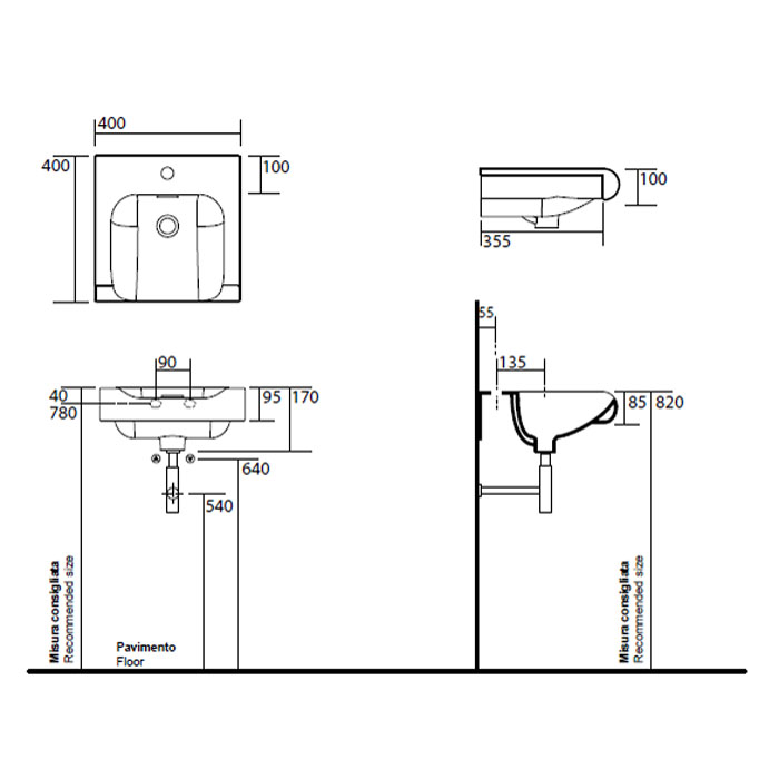 Раковина Kerasan Inka Project 60x40x35.5 см, 1 отв., цвет: черный матовый