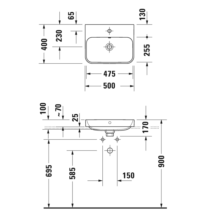 Duravit Happy D.2 Plus Раковина накладная, 50х40см, с 1 отв., выпуск с керамической крышкой, цвет: Anthracite matt