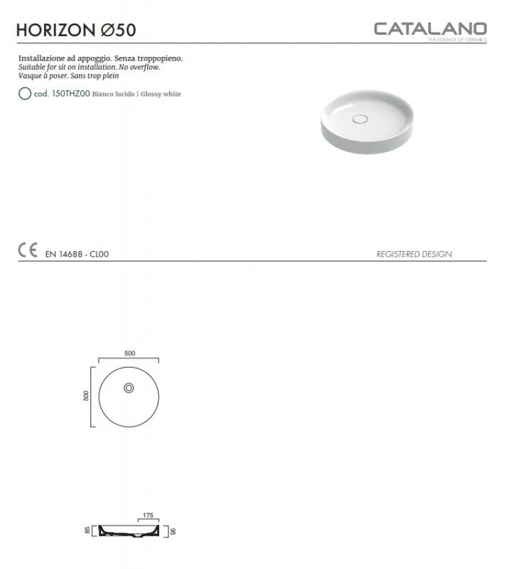 Раковина Catalano Horizon D50 150THZ00