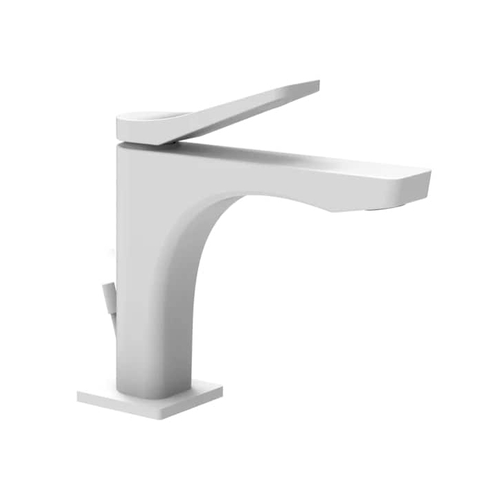 Смеситель для раковины GESSI Rilievo на 1 отв. с донным клапаном h=153мм, излив 126мм, цвет: bianco CN