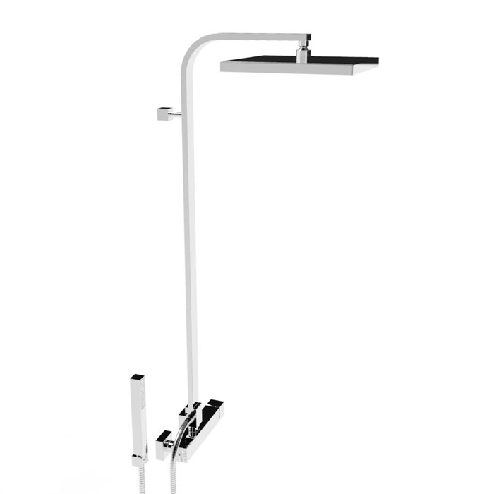 Душевой комплект Stella Bamboo Quadro 3283/420/304-300: смеситель, штанга+ручной+верхний душ 300мм, цвет: хром