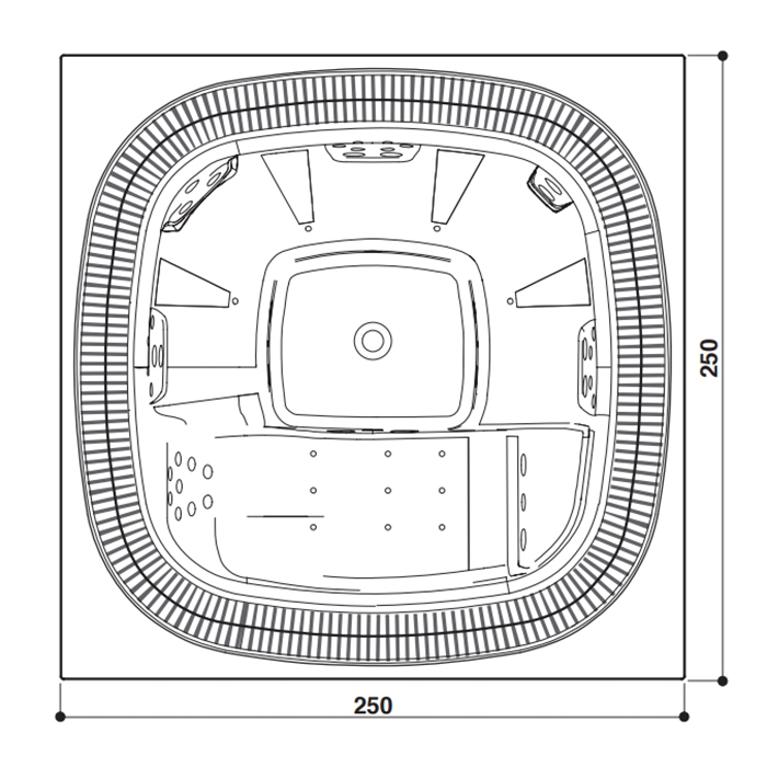 Jacuzzi Enjoy Pro Минибассейн 250x250x98 см, на 6 человек, 38 форсунок, 15 аэро, цвет акрила Porcelain