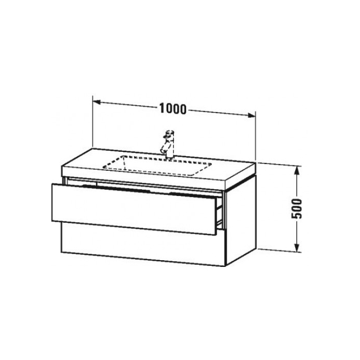 Duravit L-Cube База с раковиной 100x48х50см, напольная, 2 выдв. ящика, High Gloss, цвет: белый