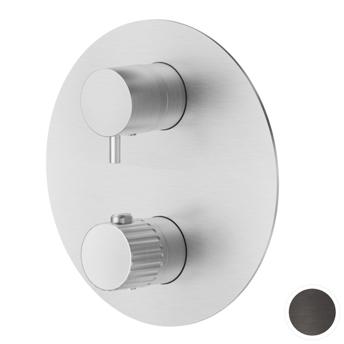 Смеситель для душа Newform Steel Line, встраиваемый, термостатический, цвет: pvd brushed gun metal