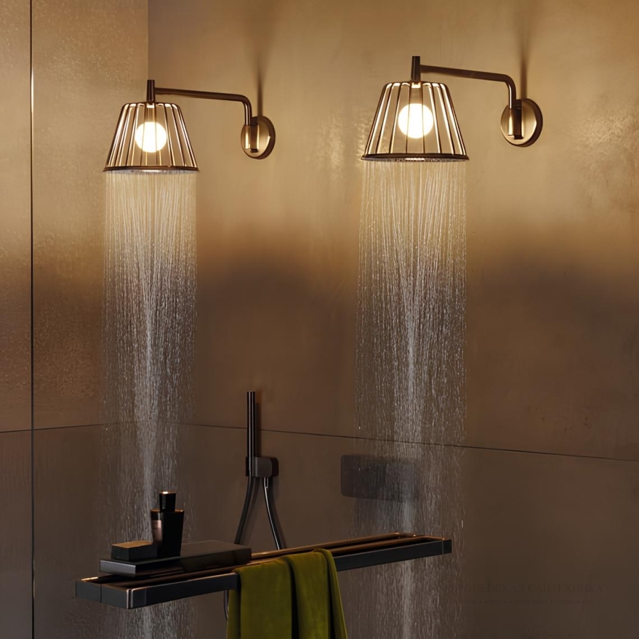 Верхний душ AXOR Shower 275 1jet, настенный c подсветкой LED, цвет: золото полированное