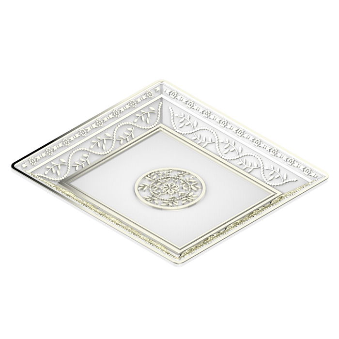 THG MARQUISE BLANC DECOR PLATINE Поднос керамический 122х110 мм, настольный, small size, декор платина, цвет: белый