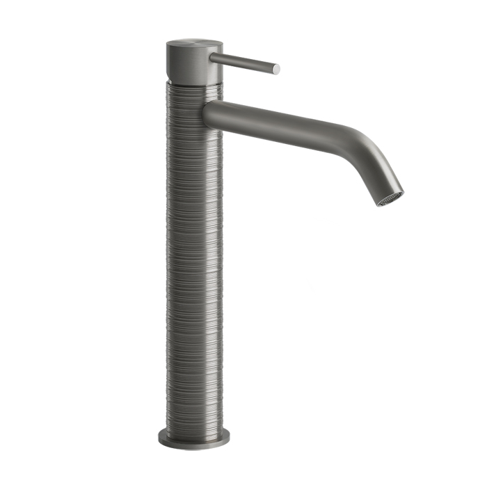 Смеситель для раковины высокий Gessi Trame, без донного клапана. цвет: шлифованная сталь
