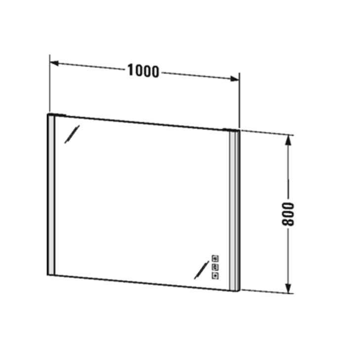 Duravit Xsquare Зеркало 100х80х3.3см, LED-подсветка 2700-6500K с диммером, подогрев, регулировка цвета