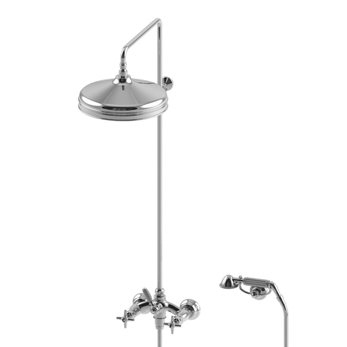 Душевой комплект Stella Italica 3284/33-300: смеситель, штанга+ручной+верхний душ 300мм, цвет: хром