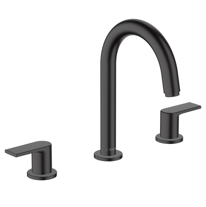 Смеситель для раковины Hansgrohe Vernis Shap, на 3 отв, с донным клапаном, цвет: матовый черный