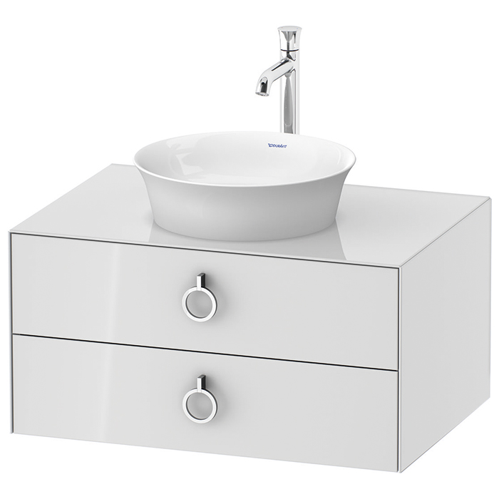 Duravit White Tulip Тумбочка подвесная 80x55х40.8см, раковина, 2 ящика с ручкой, цвет: белый высокоглянцевый