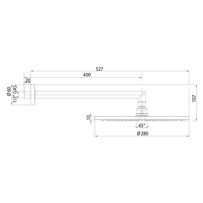 Bossini Верхний душ Cosmo Ø 280 mm с кронштейном 400 mm, хром