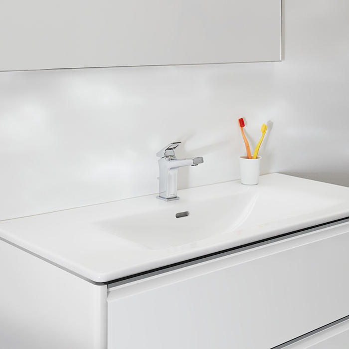Laufen Palace Комплект мебели 1000х450х545 мм, с раковиной Slim, 2 ящика, органайзер для ящика, ручка анодированный алюминий, подвесной, цвет: белый глянцевый