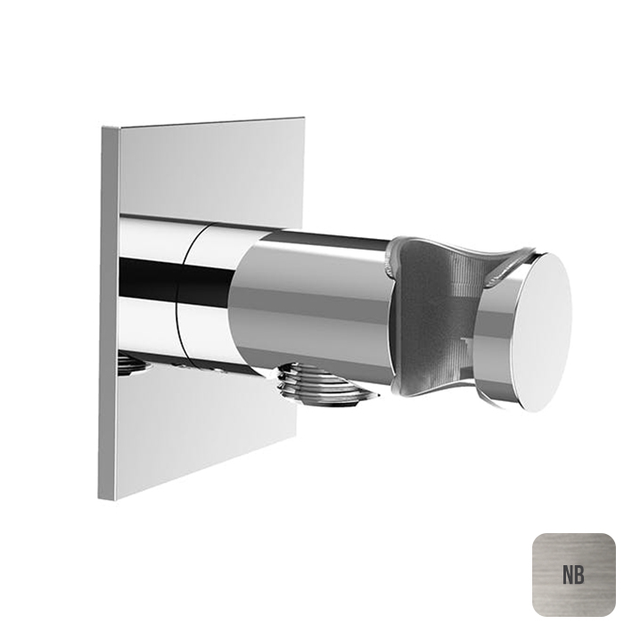 Душевое подключение с держателем круглое Almar Round, квадр. отражатель, цвет: nickel brushed