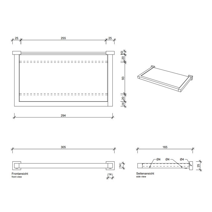 Полочка Decor Walther Corner GLA30 стеклянная 30x16.5см, подвесной, цвет: черный матовый