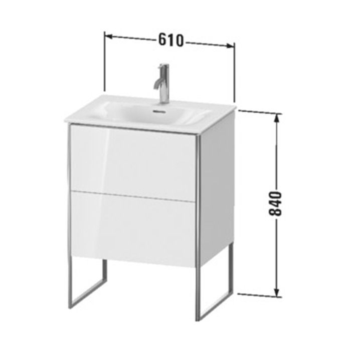 Тумба с раковиной Duravit XSquare 61х59.2x47.8см, напольная, 2 яшика, встроенные ножки с регулировкой по высоте, цвет: Cappuccino HG