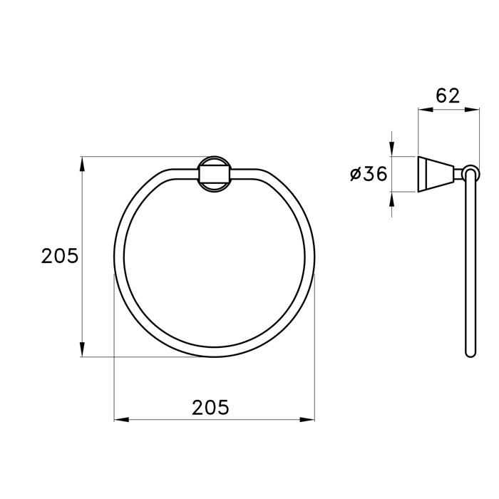 Stella 130 Полотенцедержатель кольцо 20.5см, подвесной 603 цвет: хром