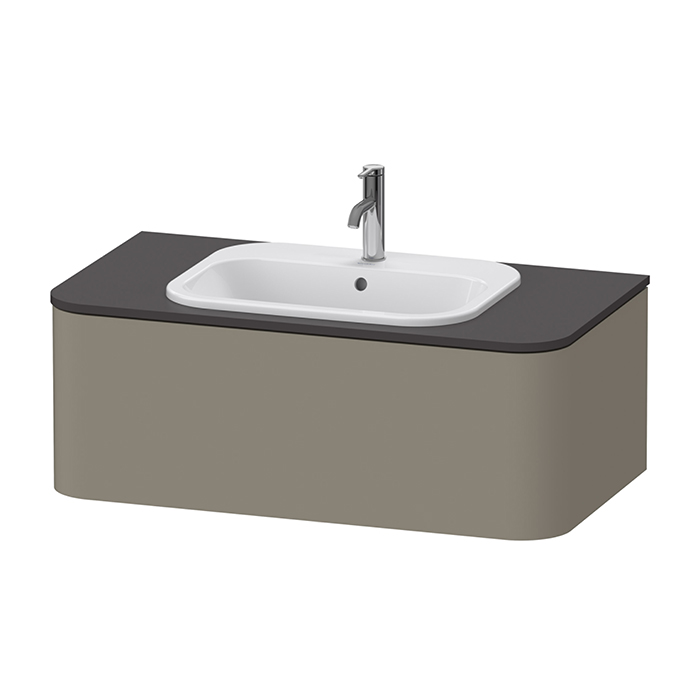 Тумба подвесная Duravit Happy D.2 Plus 100x55x35.4см, с раковиной и 1 ящиком, цвет: stone grey satin matt