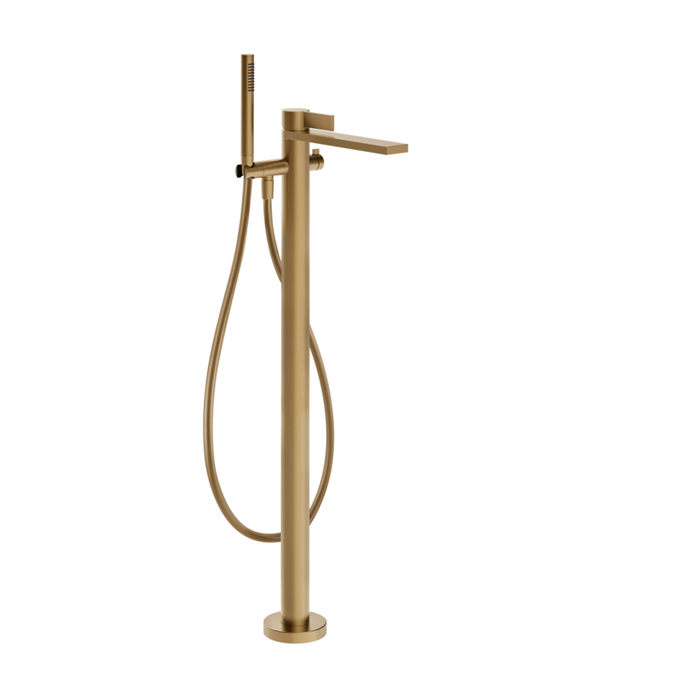 Смеситель для ванны Gessi Inverso Diamantato, напольный, с переключателем и ручным душем, цвет: Warm Bronze Br PVD