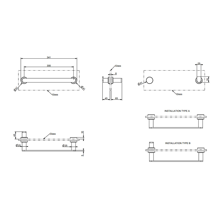Gessi Emporio accessories Полотенцедержатель для крепления на стекло, 30 см, цвет: Black XL