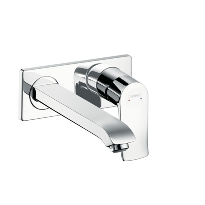 Настенный смеситель для раковины Hansgrohe Metris, однорычажный, излив: 23.7см, внешняя часть, цвет: хром