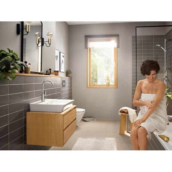 Смеситель для раковины Hansgrohe Rebris E, 1 отв., с поворотным изливом, с донным клапаном, цвет: хром