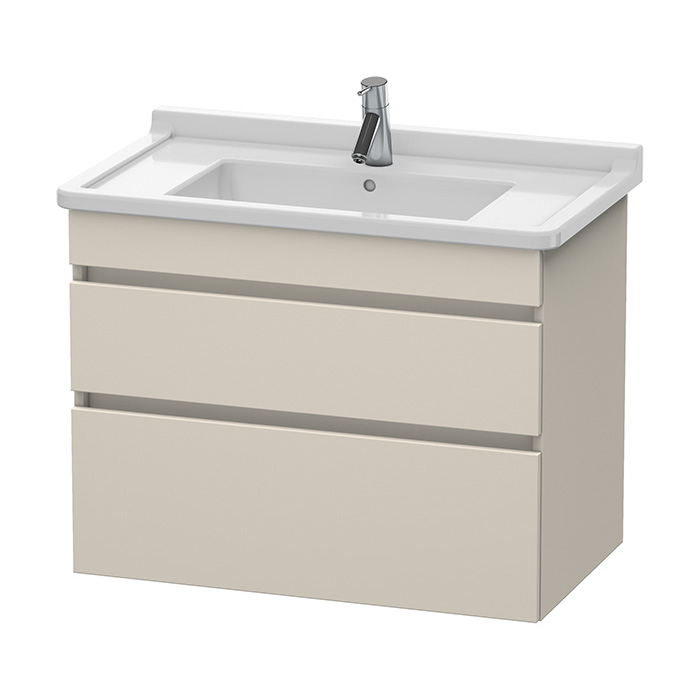 Тумба с раковиной Duravit DuraStyle 80x47см, 2 выдв. ящика, подвесная, цвет: Серо-коричневый матовый