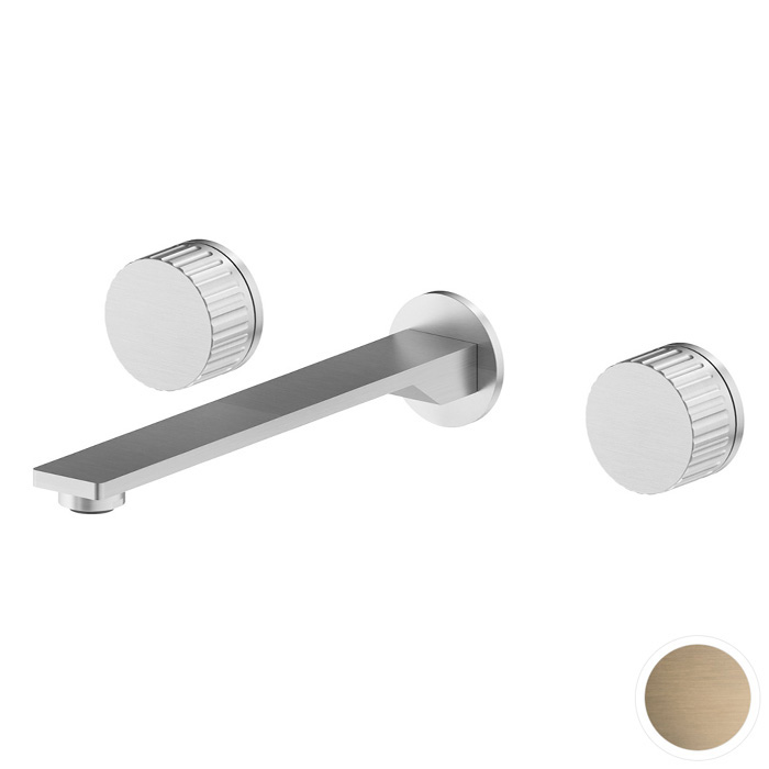 Смеситель для раковины Newform Steel Line, настенный, без донного клапана, цвет: pvd brushed pale gold