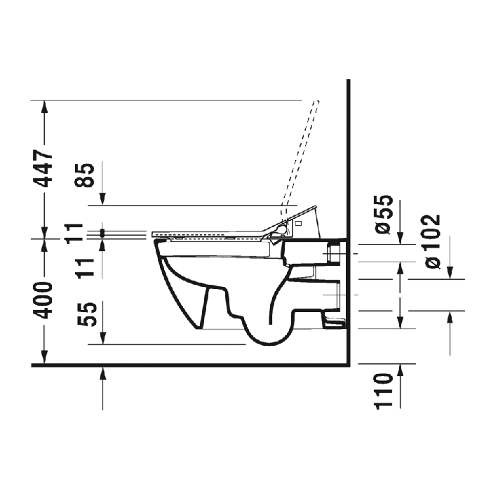 Duravit Happy D.2 SensoWash Унитаз подвесной 62х36.5см, с креплениями, безободковый, с HygieneGlaze, цвет: белый