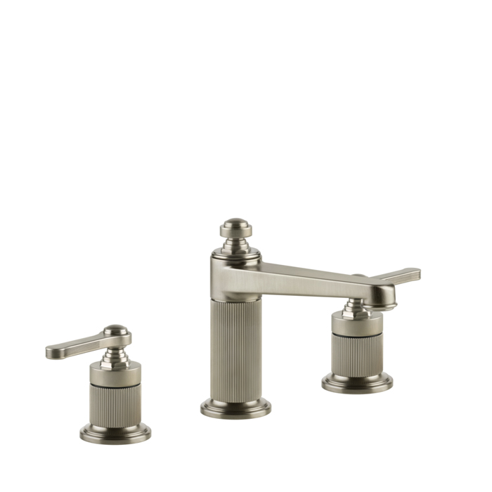 Смеситель для раковины Gessi Venti20, на 3 отв., высота излива 98 мм, с донным клапаном, цвет: Finox Brushed Nickel