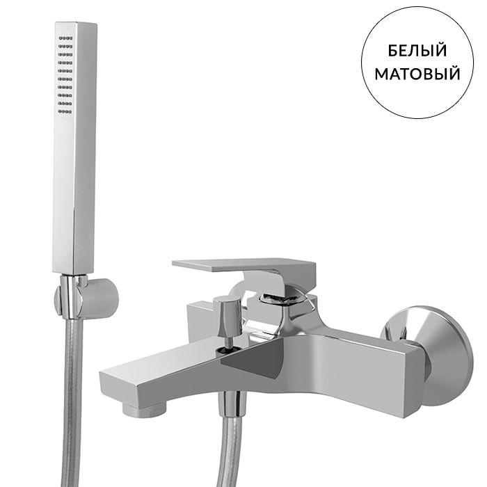Смеситель Carlo Frattini Fit для ванной, настенный, с душ. комплектом, излив 170мм, цвет: белый матовый