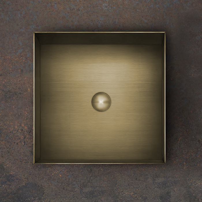 Gessi 316 Раковина 40x40 см, без отв., для установки на столешницу, без перелива, нержавеющая сталь, цвет: Warm bronze brushed PVD
