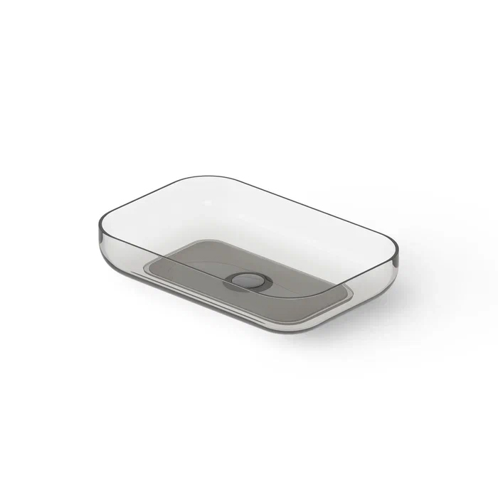 Dea Design Washbasins Раковина 58х38х12см, накладная, без отв., Glasstech, прозрачная смола, цвет: Smoky Black R4
