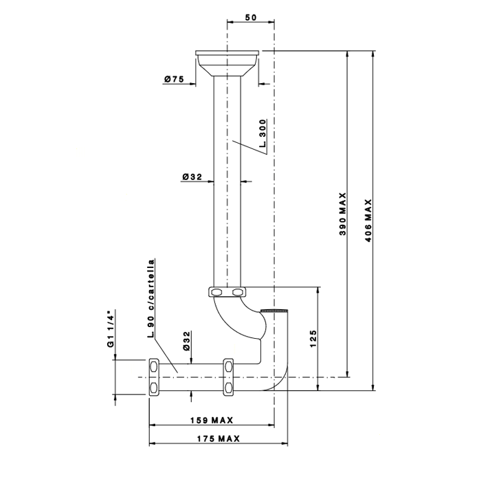 Nicolazzi Complementi Сифон 1”1/4 без донного клапана для раковины, цвет: тёмная бронза