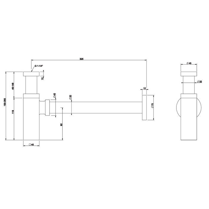 Сифон для раковины Gessi Eleganza, квадратный, под донный клапан, цвет: Black XL