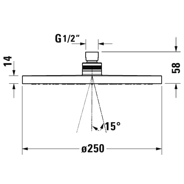 Duravit Shower Верхний душ Ø25см, 1 режим, настенный/потолочный, цвет: черный матовый