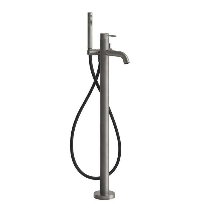 Напольный смеситель для ванны с душевой лейкой Gessi Bath316. внешняя часть, цвет: шлифованная сталь