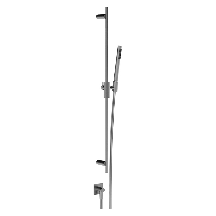 Душевой гарнитур Gessi Inverso Diamantato: штанга с лейкой для душа, гибким шлангом 150см и выводом воды, цвет: хром