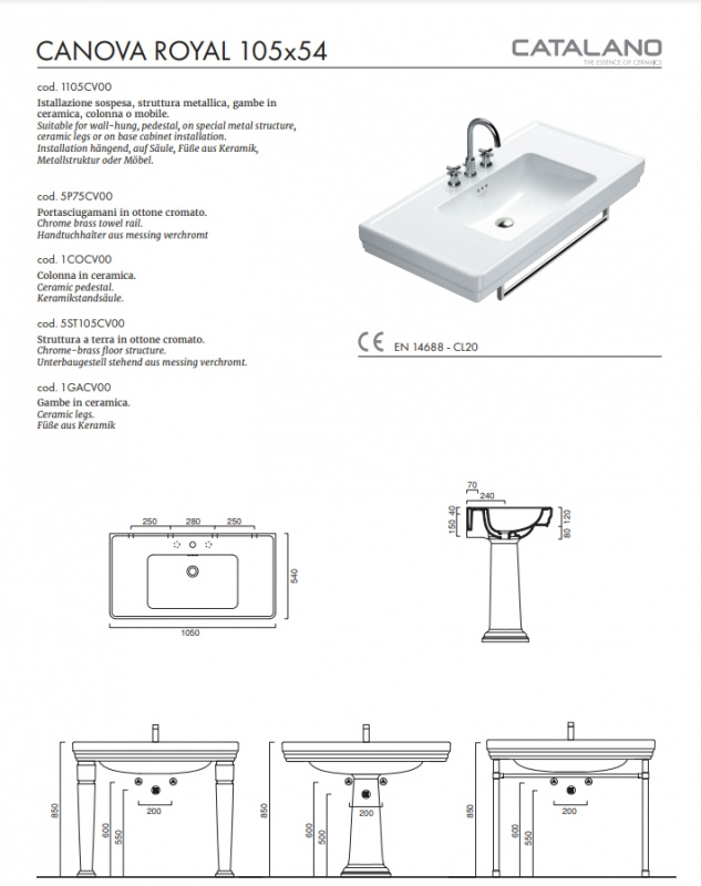 Раковина Catalano Canova Royal 105x54 1105CV00