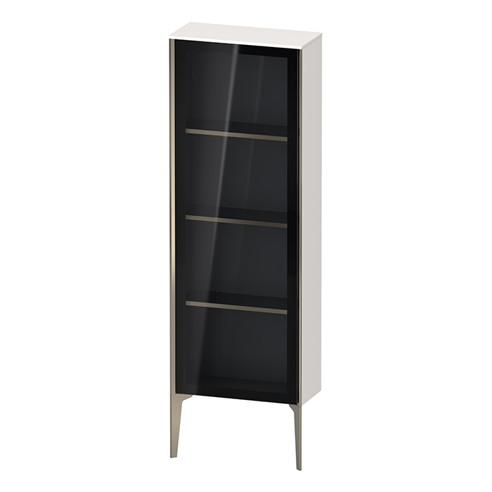 Шкаф подвесной со стеклянной дверью Duravit XViu 50x24x133см, 3 стеклянные полки (петли справа), цвет: белый глянцевый/champagne matt