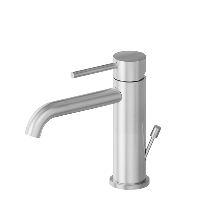 Смеситель для раковины Newform X-STEEL 316 на 1 отв., с донным клапаном, излив 14.5см, цвет: нержавеющая сталь