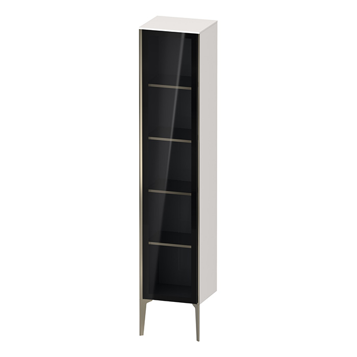 Шкаф подвесной со стеклянной дверью Duravit XViu 40x36x177см, 4 стеклянные полки (петли слева), цвет: белый глянцевый/champagne matt