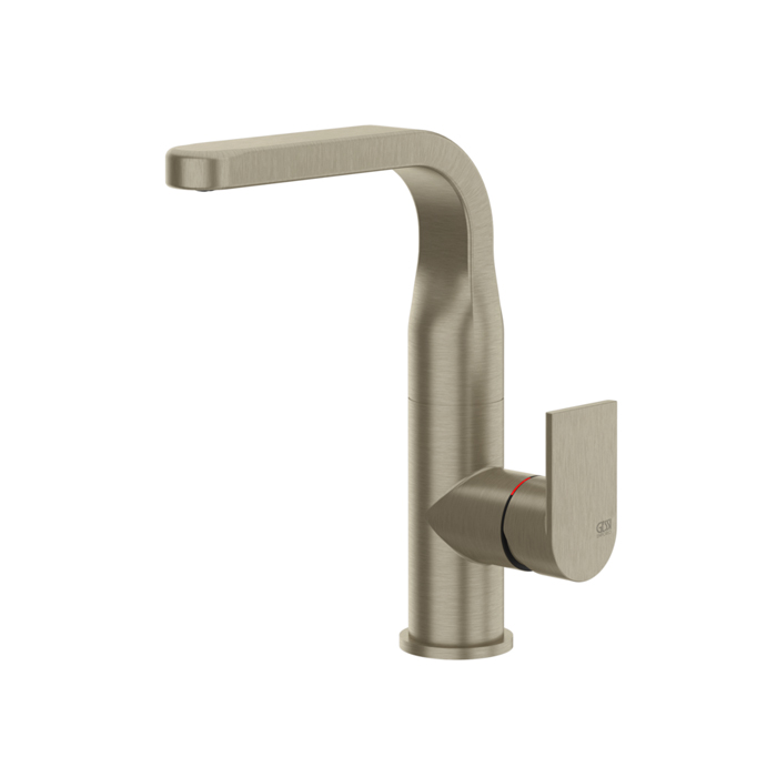 Смеситель для раковины Gessi Emporio Via manzoni, на 1 отв, цвет: Finox Brushed Nickel